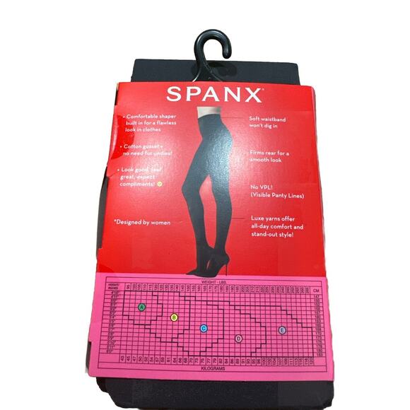 Spanx Tight-End Tights Charcoal Opaque Comfort Tummy Thigh Shaping Open Size B - Picture 2 of 4